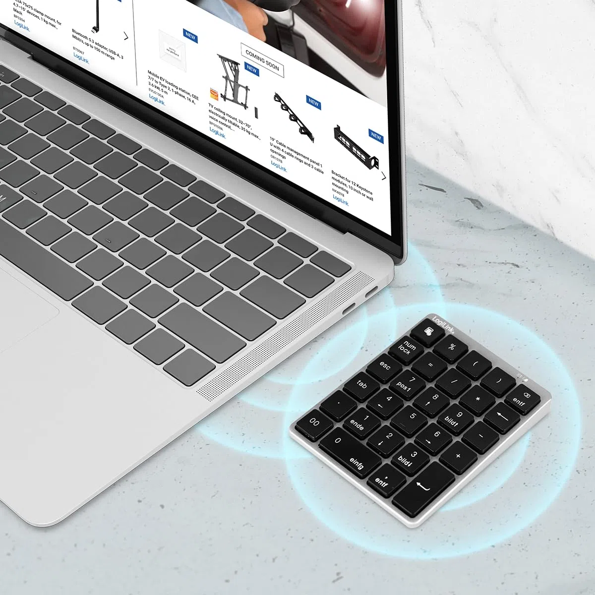 LogiLink ID0212 - Teclado inalámbrico de 28 Teclas con BT 5.0, Mecanismo de Tijera