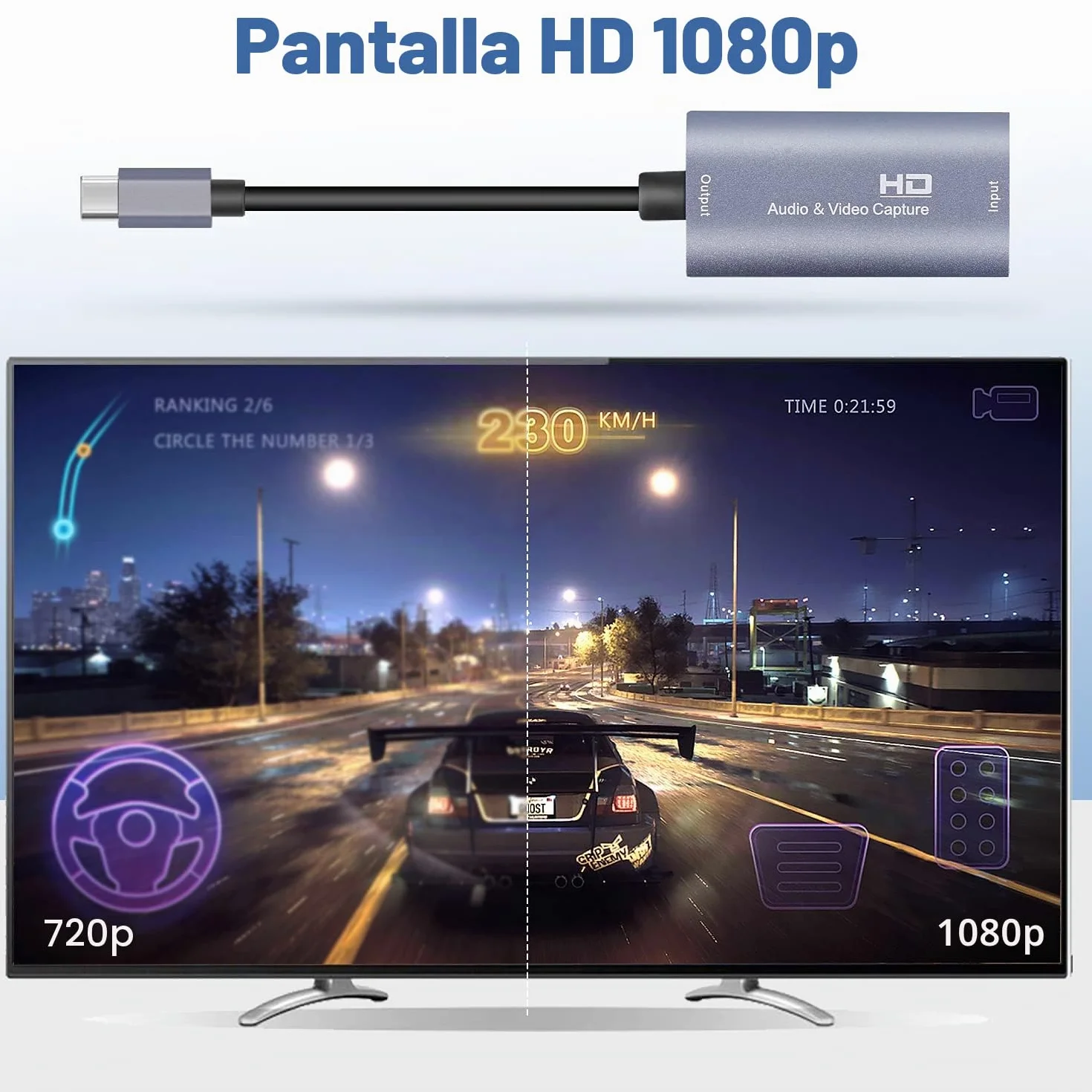Tarjeta de Captura de Video, USB 3.0 HDMI a USB C, Tarjeta de Captura de Audio, Captura 4K 1080P 60FPS con Dispositivos adaptadores Tipo C para Juegos, transmisión en Vivo, grabadora de Video,