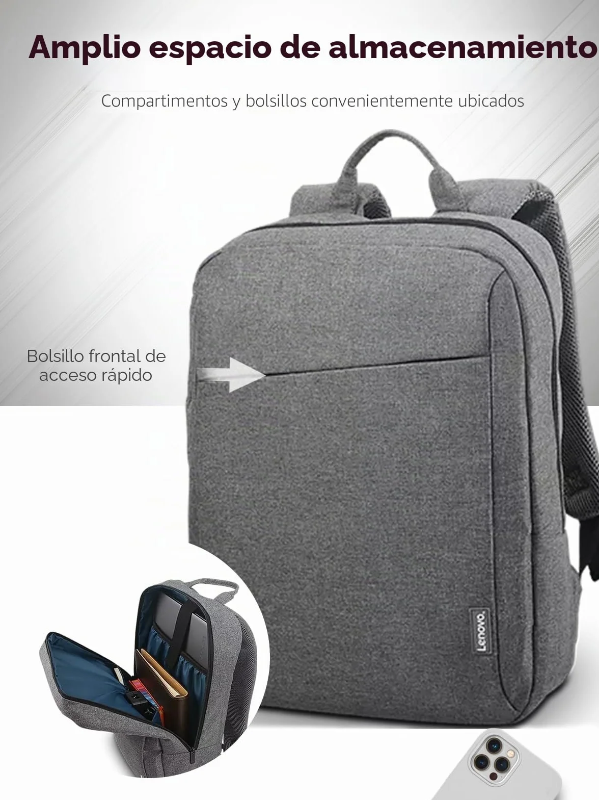 Mochila Lenovo casual para equipos portátiles de 39,6 cm (15,6") B210 (Color Gris)