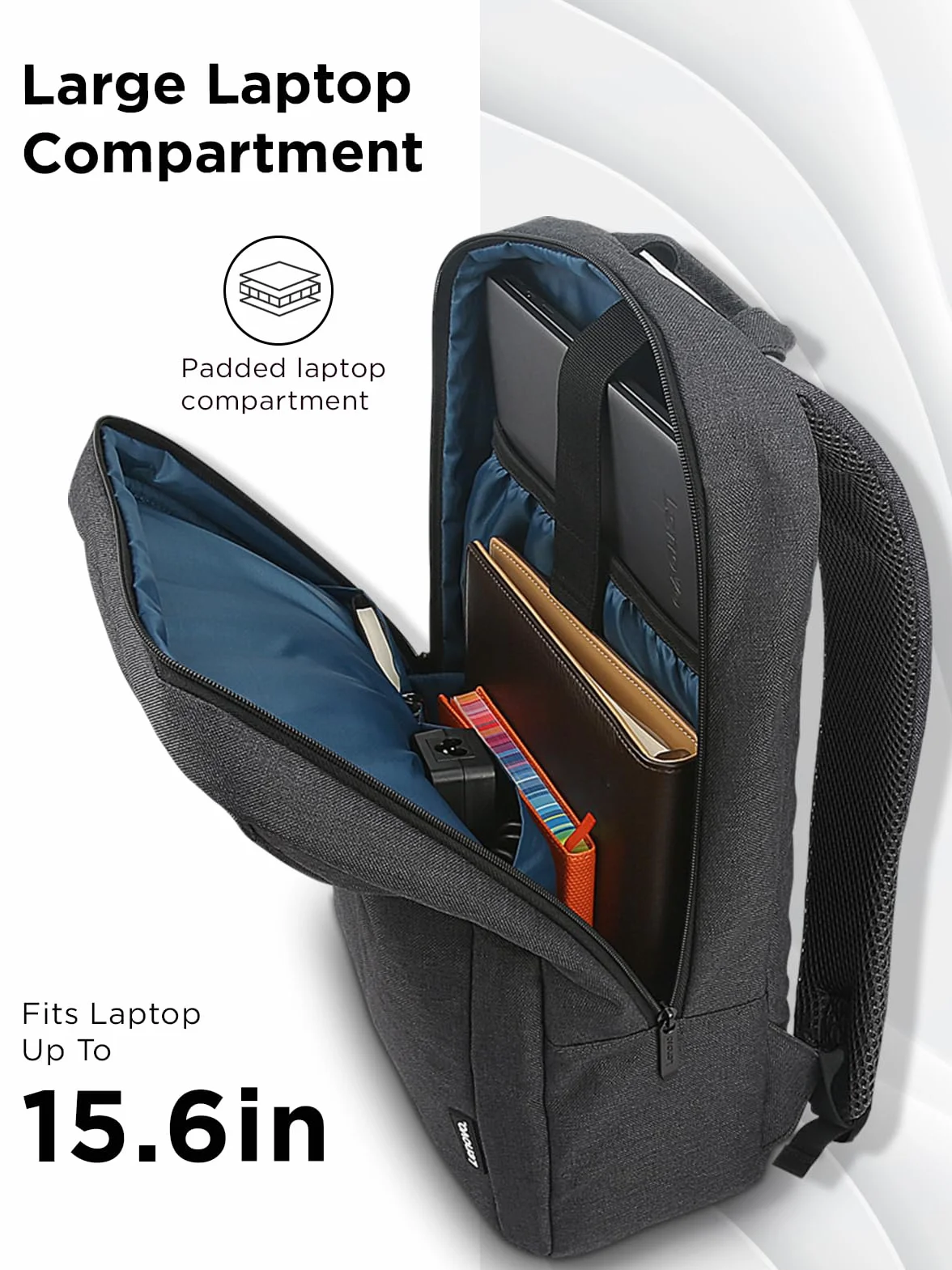 Lenovo Mochila B210 para ordenadores portátiles de 15.6 pulgadas, mochila ligera y repelente al agua, color negro