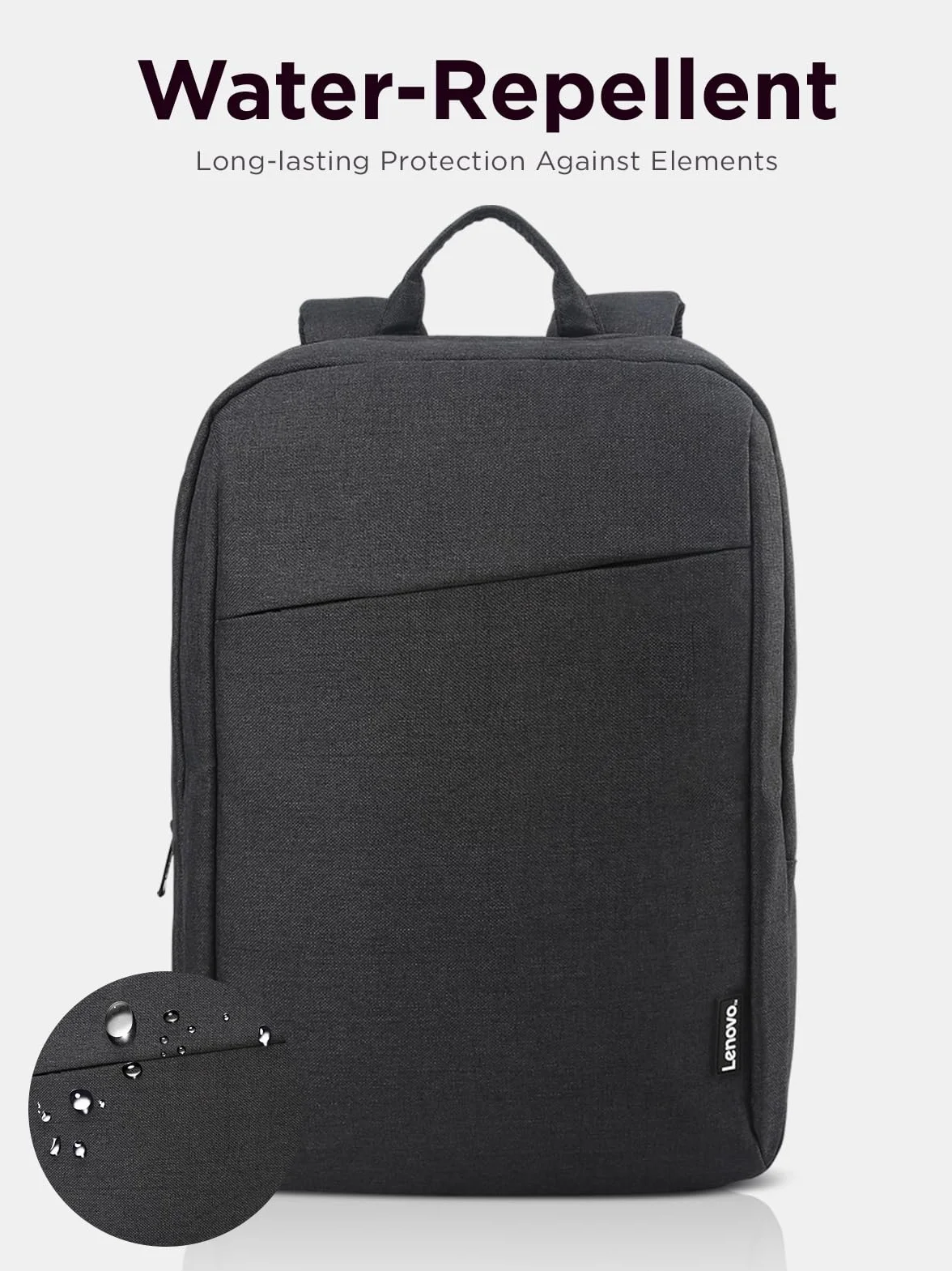 Lenovo Mochila B210 para ordenadores portátiles de 15.6 pulgadas, mochila ligera y repelente al agua, color negro