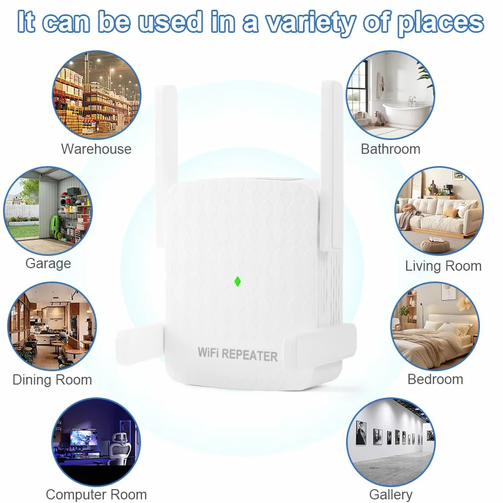 Flintronic 4-Antena WiFi Amplificador Extensor de Señal, Wi-Fi Extensor 1200Mbps Banda Dual 2.4G&5G, Repetidor WiFi, Amplificador Wi-Fi, Puerto Ethernet, Cobertura de hasta 185m², Modo Repetidor