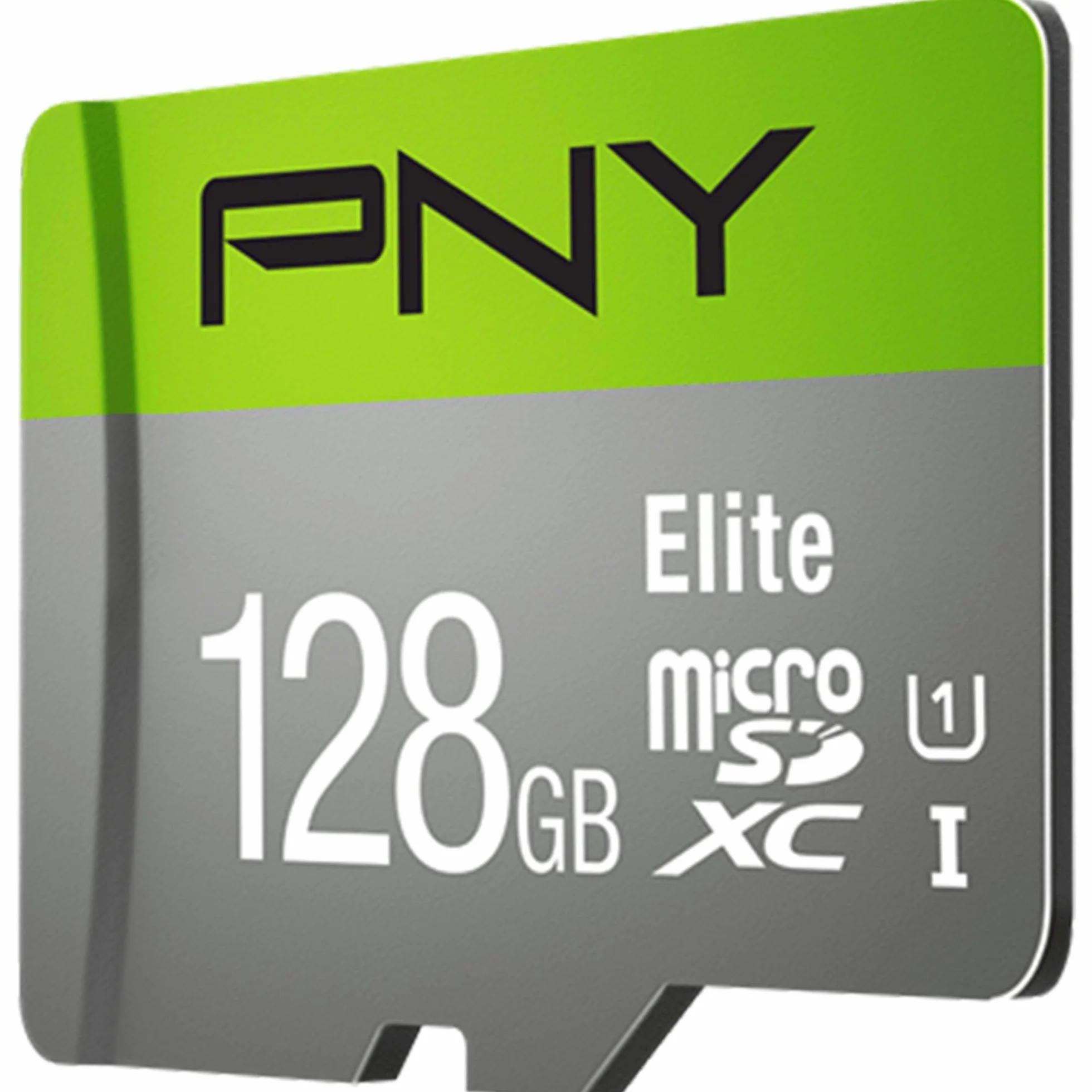 PNY Elite Memoria Flash 128 GB MicroSDXC Clase 10 UHS-I - Tarjeta de Memoria (128 GB, MicroSDXC, Clase 10, UHS-I, Class 1 (U1), V10), Verde/Gris