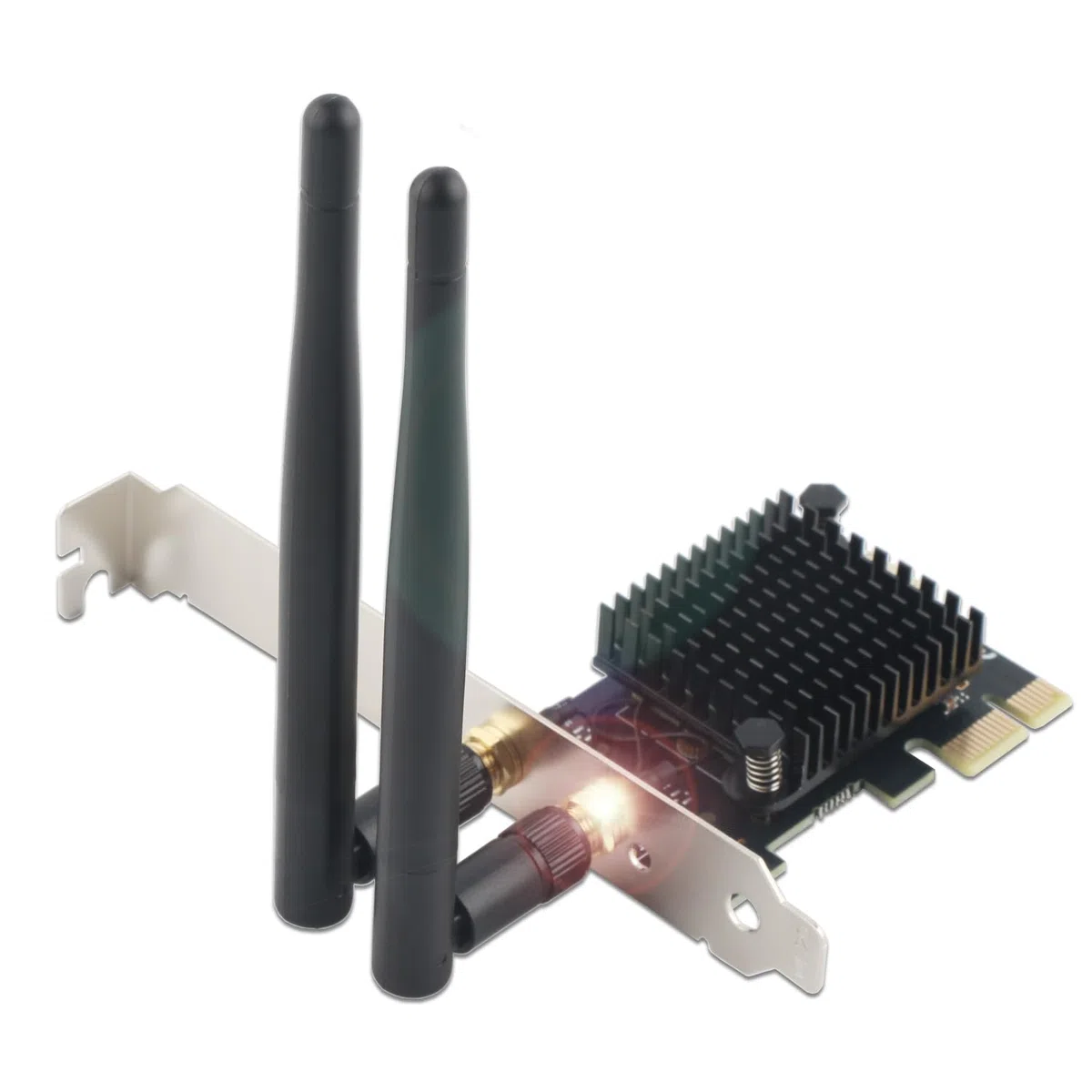 Tarjeta WiFi PCIe - Dual Band 2,4 GHz y 5 GHz + Bluetooth 4.2 - Adaptador inalámbrico PCI-E con Soporte Low Profile y disipador de Calor - para PC Gaming y sobremesa - Compatible con Windows y Linux