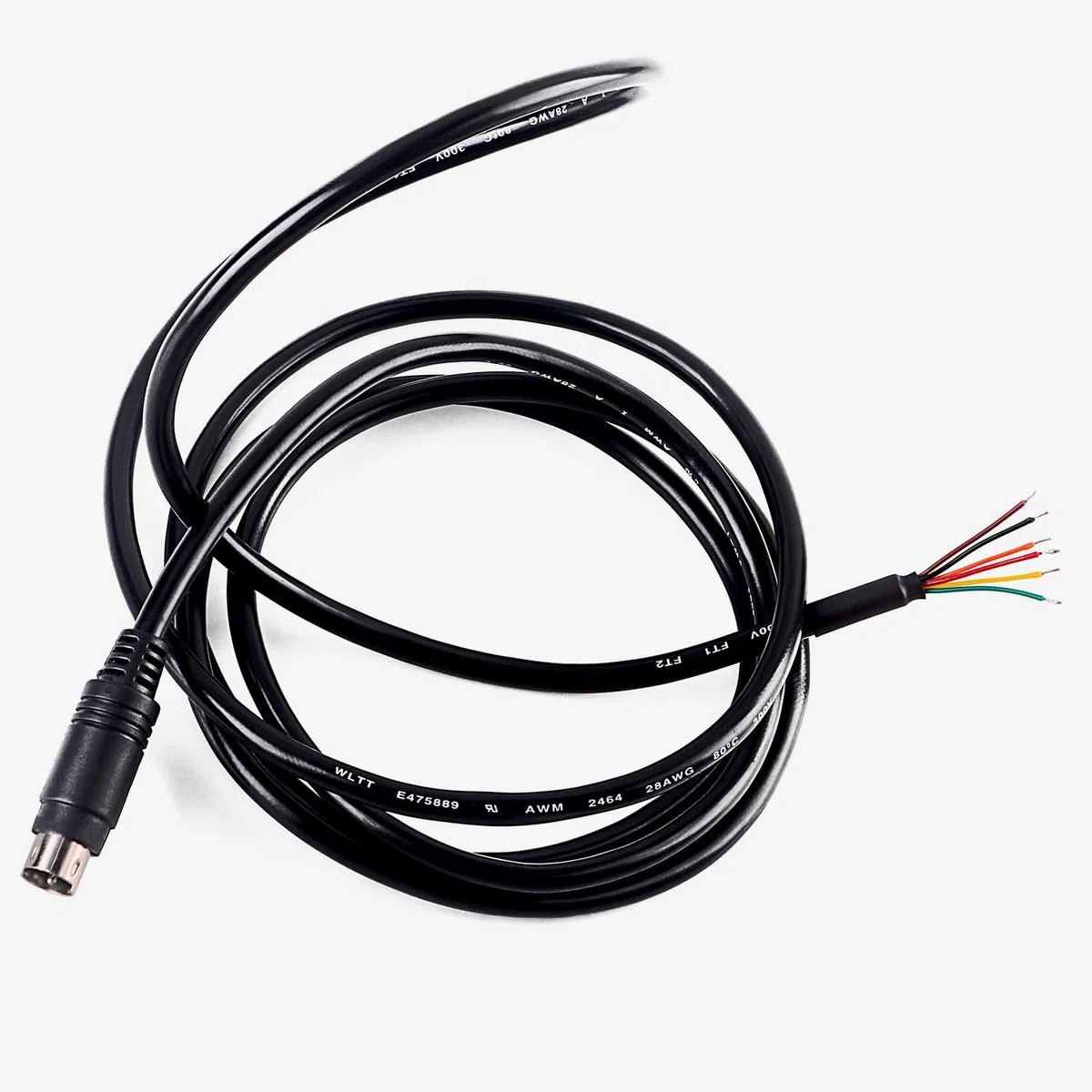 Cable adaptador mini DIN macho de 6 pines a extremo de cable, 6 pies, consola serie USB, negro (1.5 pies)
