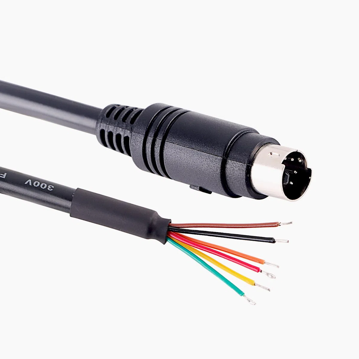Cable adaptador mini DIN macho de 6 pines a extremo de cable, 6 pies, consola serie USB, negro (1.5 pies)