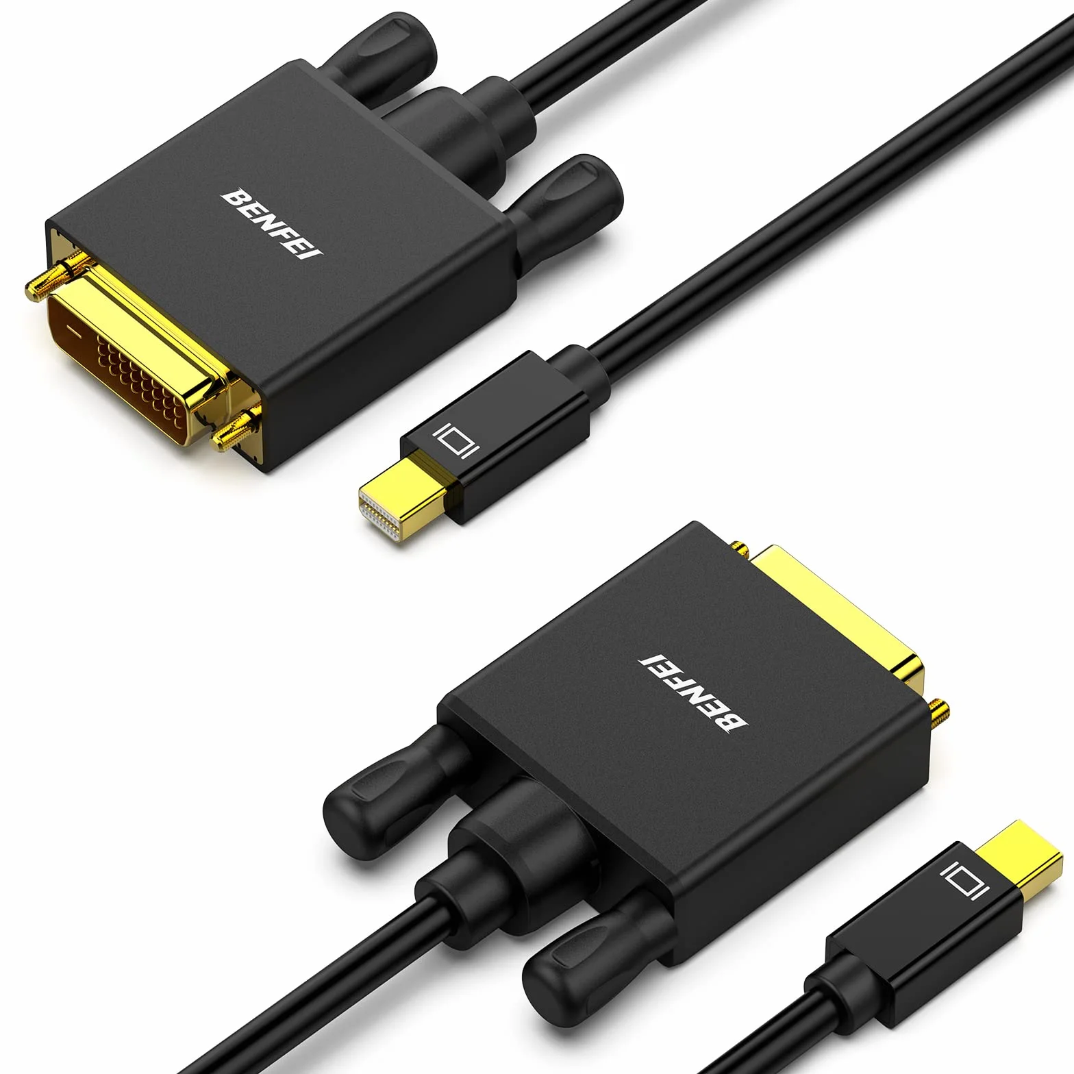 BENFEI Cable Mini DisplayPort a DVI, 2 paquetes de mini DP a DVI 1,83 m macho a macho, cable chapado en oro para MacBook, iMac (LG51) Surface Pro y laptop