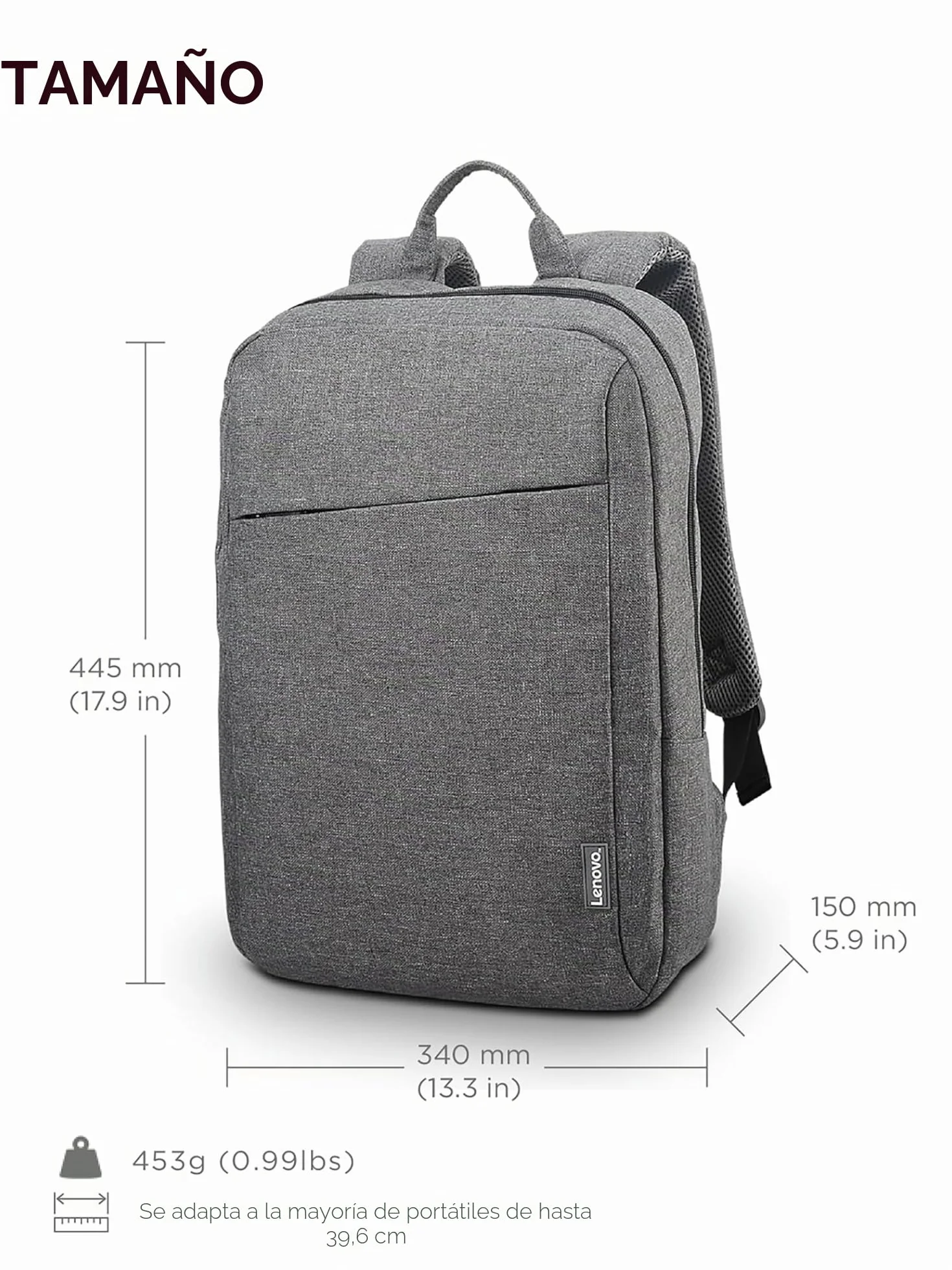 Mochila Lenovo casual para equipos portátiles de 39,6 cm (15,6") B210 (Color Gris)