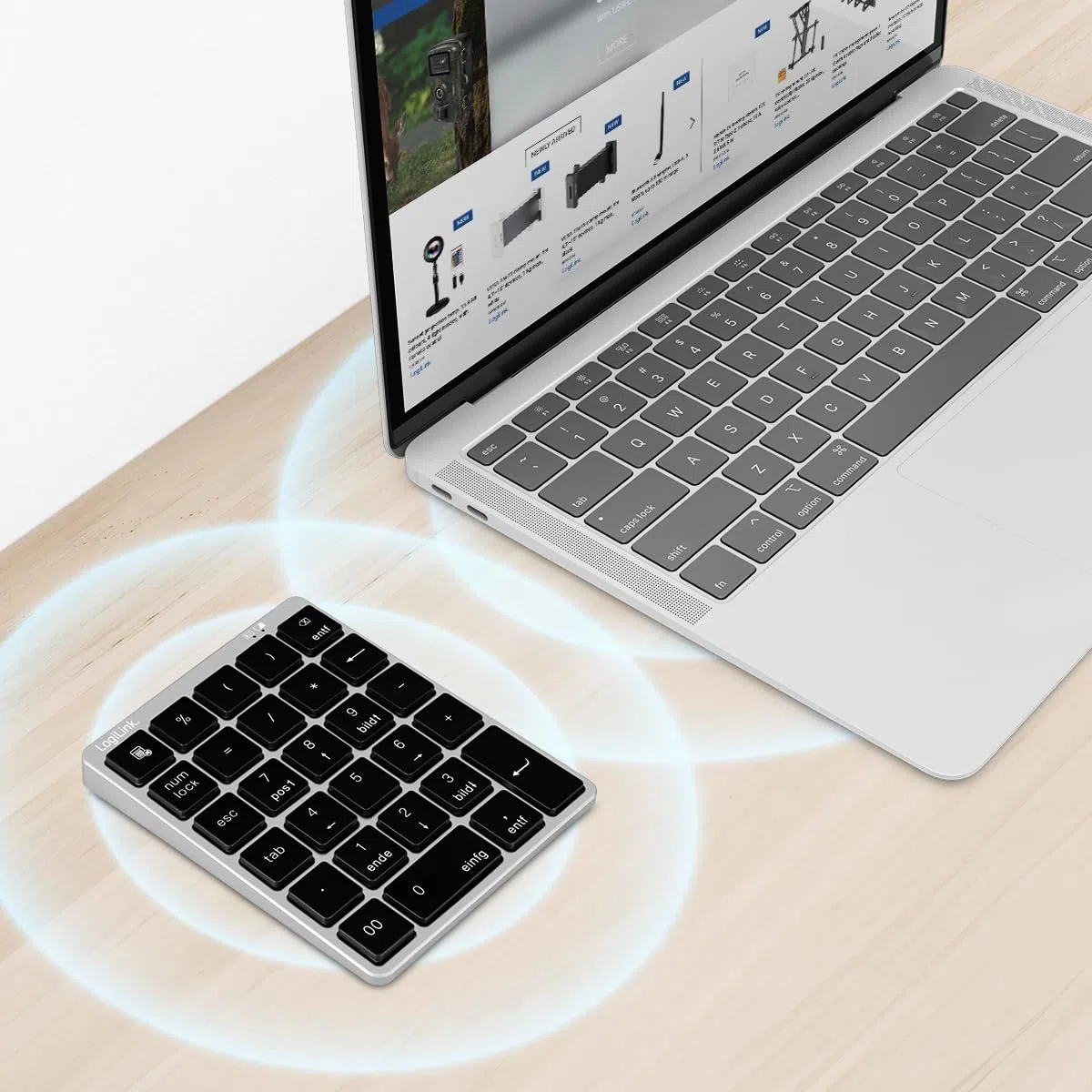LogiLink ID0212 - Teclado inalámbrico de 28 Teclas con BT 5.0, Mecanismo de Tijera